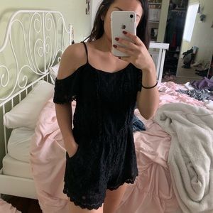 Black lace romper off the shoulder